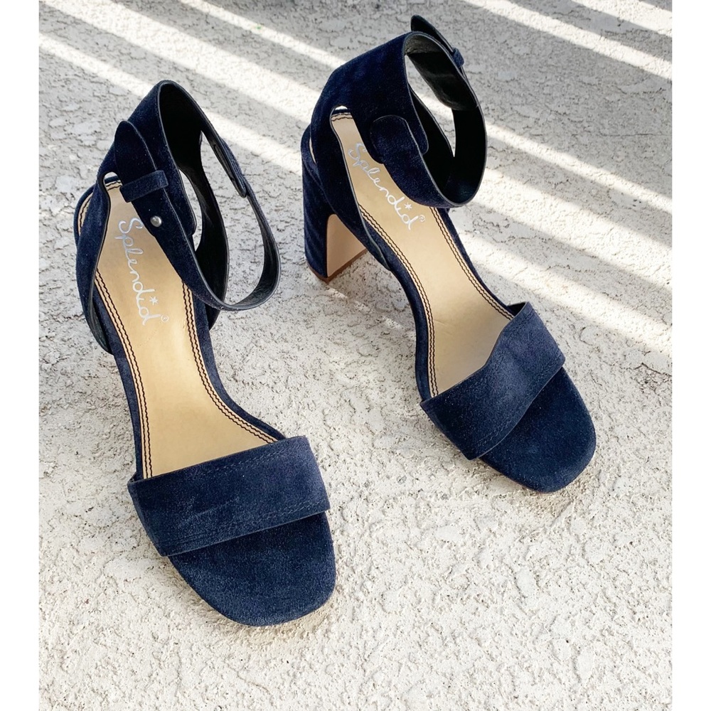 Anthropologie Midnight Blue Suede Heels